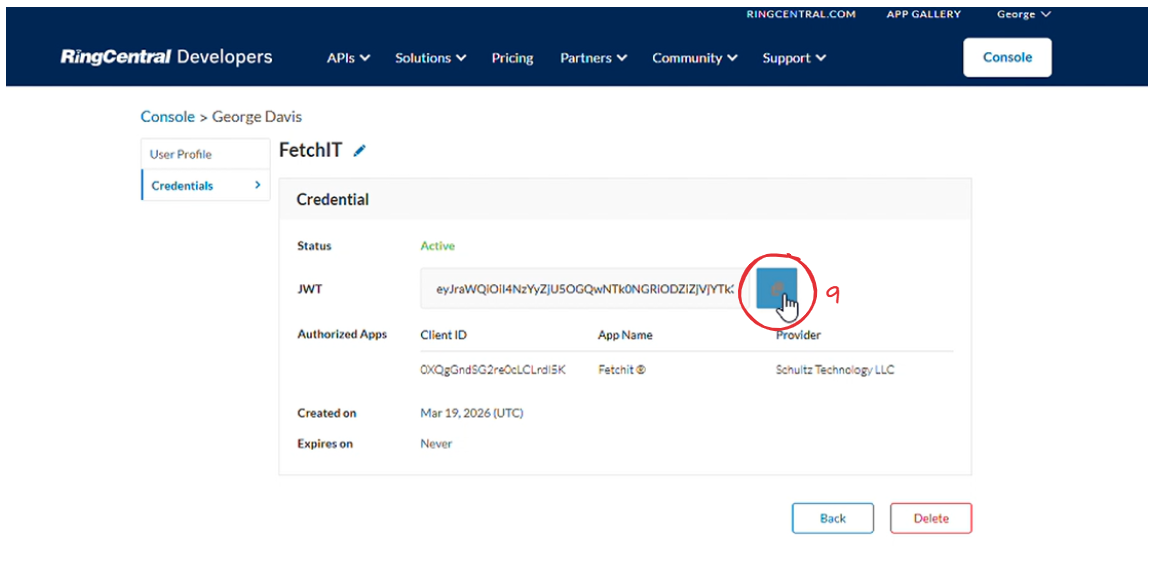 Choosing to authorise the token for a specific app only